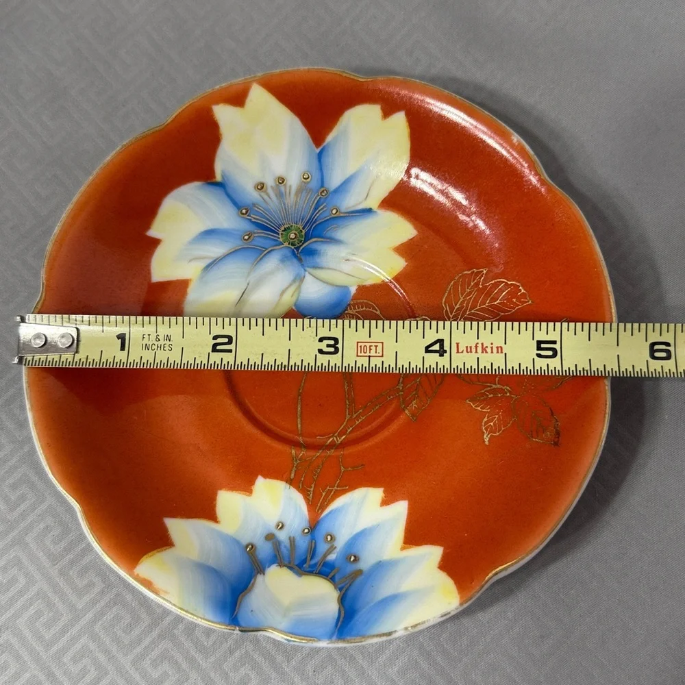 Vintage Handpainted Floral Teacup & Saucer  Porcelain Gold Detail Occupied Japan